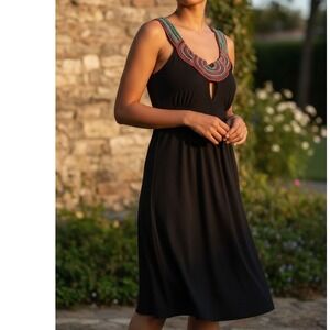 Candie's M Kohls Sleeveless Black Dress Beaded Accent - Casual Party Sundress